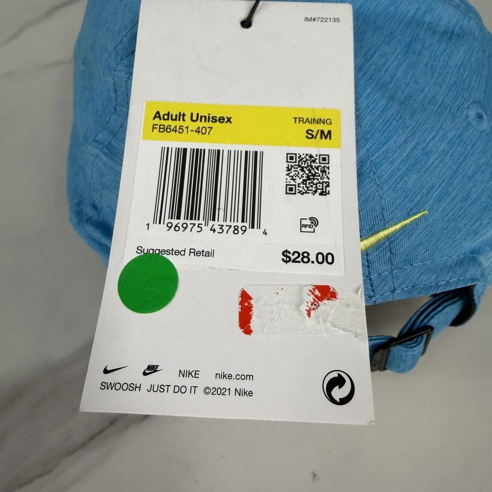 Nike Hat Cap Strap Back Mens S/M Blue Dri-FIT Club Cap Training Unisex‎